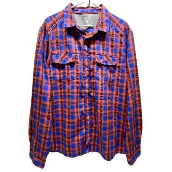 Mountain Hard Wear Button Up Men's XL Blue Red Plaid Cotton Blend Casual Shirt - Picture 1 of 11